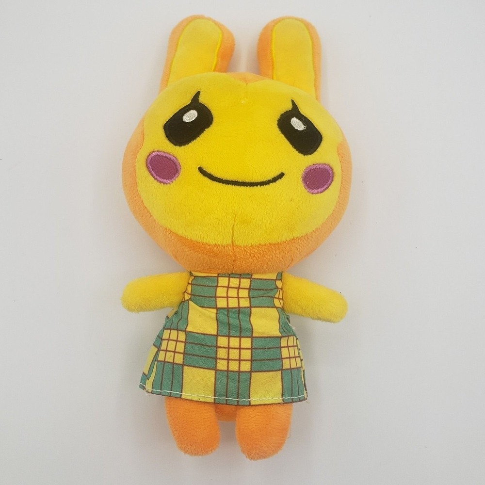Animal Crossing Bunnie Plush Toy Orange Rabbit Villager Plaid Dress Nintendo 8in